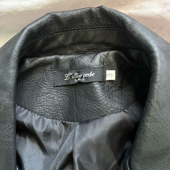 L'Olive Verte faux leather biker jacket size 3 - Picture 3 of 7